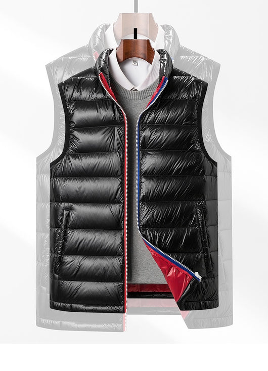 Chaleco Acolchado de Plumas de Ganso para Hombre - Cuello Alto Térmico - Image 7