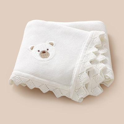 Manta Tejida Infantil con Bordado de Osito Adorable - Image 3