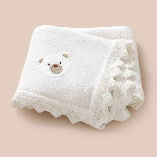 Manta Tejida Infantil con Bordado de Osito Adorable - Image 3