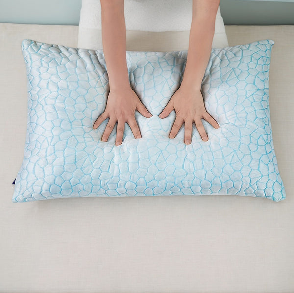 Almohada de Espuma Viscoelástica con Textura Refrescante y Patrón de Piedra Azul