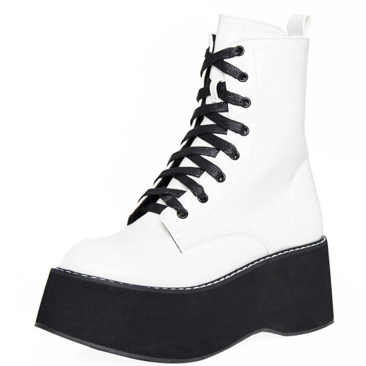 Botas Tobilleras de Charol con Plataforma y Cordones para Mujer - Image 15