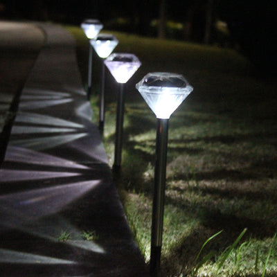 Lámpara Solar de Jardín con Poste Recto y Cristales Diamantados - Image 8