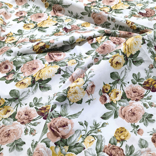 Tela de Algodón Twill con Estampado de Peonías y Rosas para Ropa de Cama y Hogar - Image 12