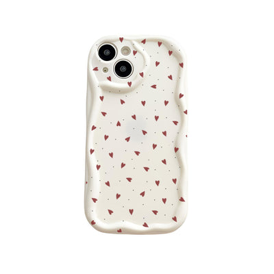 Funda para Celular con Patrón de Corazones Pintados en Crema - Image 5