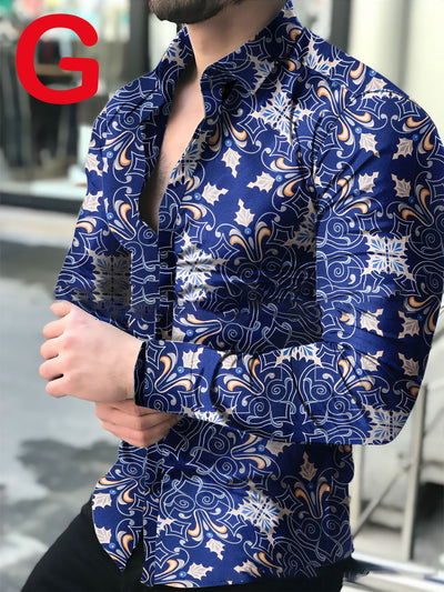 Camisa Casual Estampada de Manga Larga para Hombre - Image 7