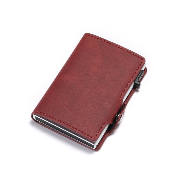 Cartera Retro de Cuero Genuino con Cierre Lateral de Aluminio