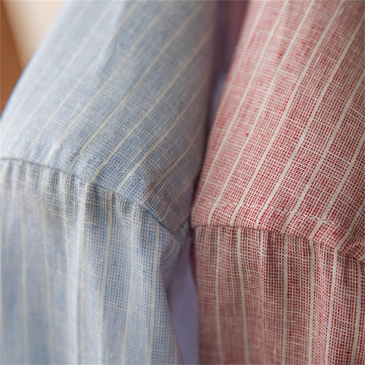 Camisa Casual de Rayas Algodón y Lino - Estilo Vintage Clásico - Image 13