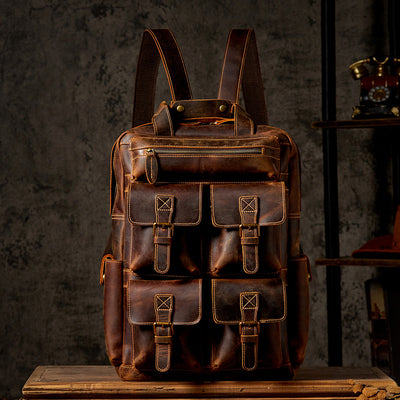 Mochila de Cuero Vintage para Viajes y Aventuras al Aire Libre - Image 7