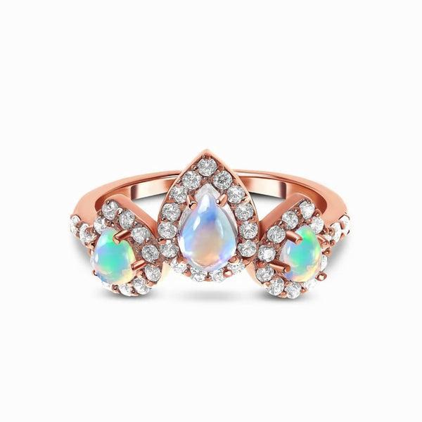 Anillo de Oro Rosado con Microdiamante de Piedra de Luna - Image 3