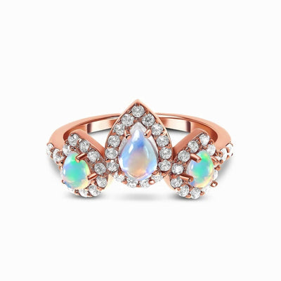 Anillo de Oro Rosado con Microdiamante de Piedra de Luna - Image 3