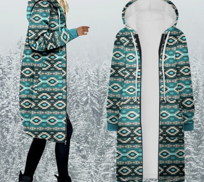 Gabardina Larga Estampada con Capucha para Mujer - Image 14
