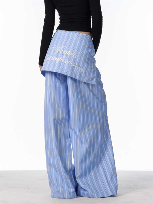 Pantalones Anchos a Rayas de Contraste Retro - Cómodos y Versátiles - Image 14