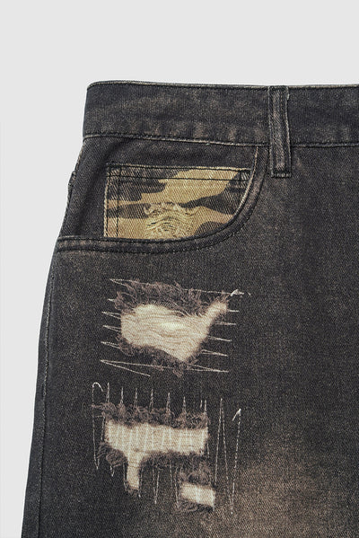 Pantalones Jeans Rectos Holgados con Estampado Digital Barba de Gato - Image 19