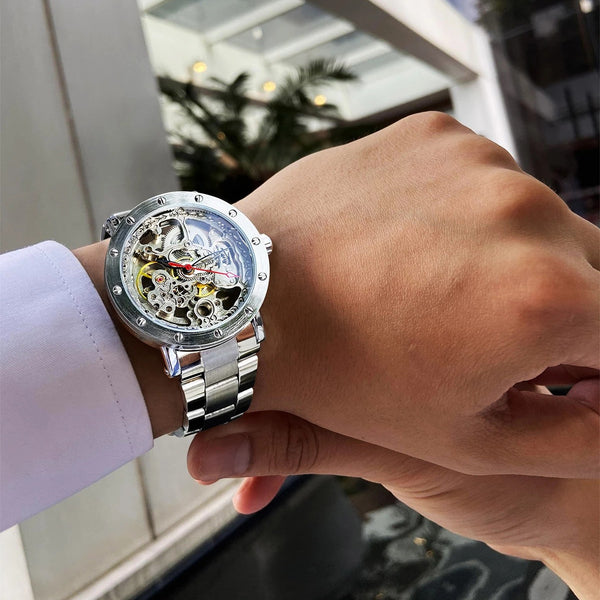 Reloj Mecánico Automático Transparente para Hombre - Diseño Moderno Resistente al Agua