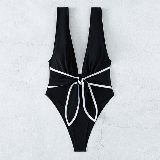 Traje de Baño Enterizo Escote Profundo con Espalda Descubierta - Image 13