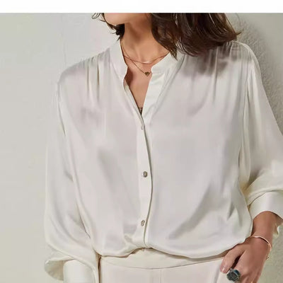 Blusa de Seda Suelta y Desenfadada Estilo Francés para Mujer Otoño - Image 3