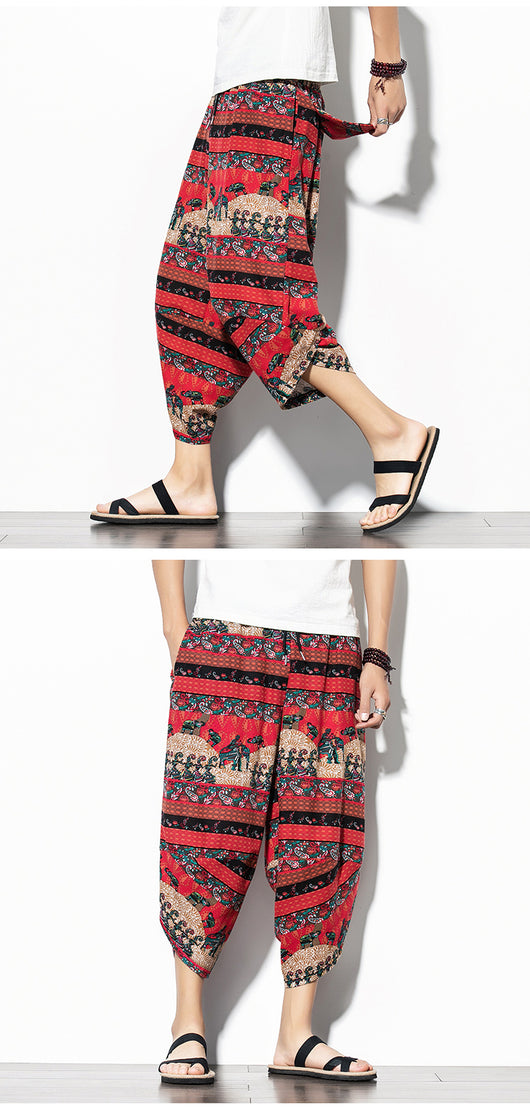 Pantalones Baggy de Algodón y Lino con Estampado - Corte Suelto y Cómodo - Image 15