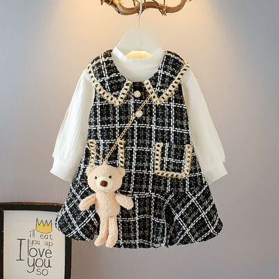 Conjunto Elegante para Niña Estilo Coreano - Chaleco y Vestido Occidental de Dos Piezas - Image 8