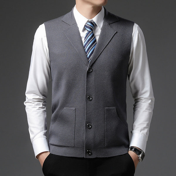 Chaleco de Lana Tejida para Hombre - Cuello Solapa Clásico