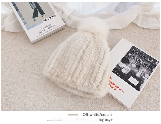 Gorro de Piel de Visón con Lana Gruesa Aislante - Image 23