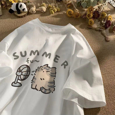 Playera Unisex de Algodón Puro con Estampado de Gatito - Image 3