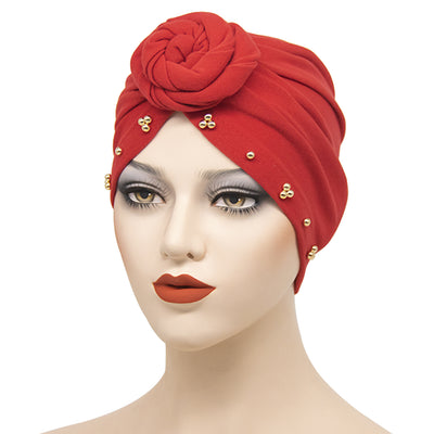 Bandana Sombrero Floral con Base de Placa Perlas para Mujer - Image 32