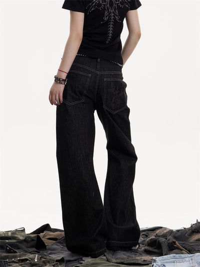 Jeans Rectos Retro Americanos Cintura Alta - Pantalones Casuales Holgados - Image 3