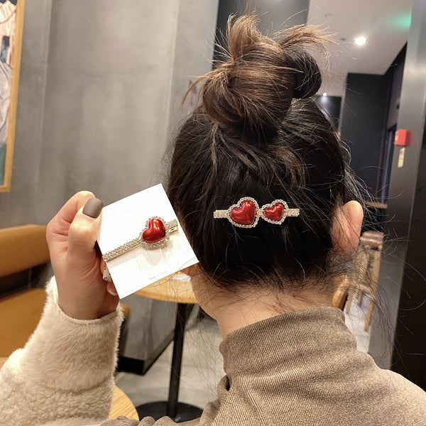 Pasador de Cabello Corazón Rojo - Accesorio Elegante para el Pelo