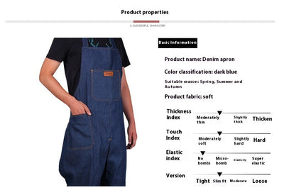 Delantal de Trabajo Denim Desarmable con Bolsillos y Protección Antitinta - Image 13