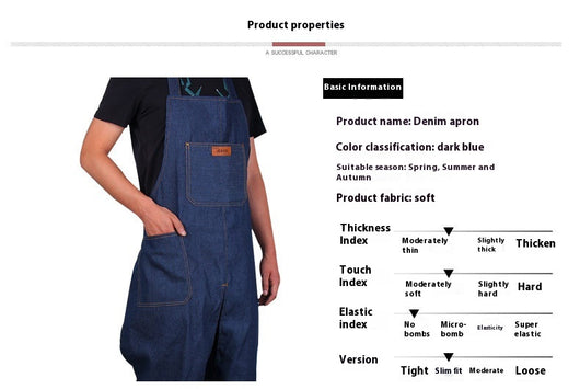 Delantal de Trabajo Denim Desarmable con Bolsillos y Protección Antitinta - Image 13