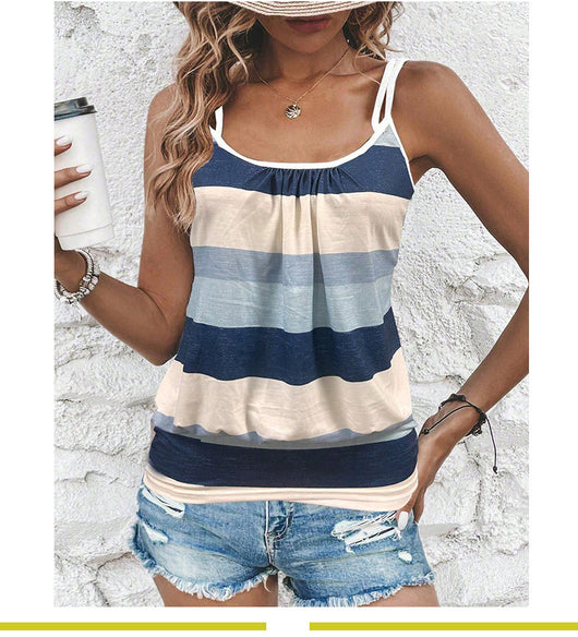 Blusa de Rayas con Tirantes - Estilo Vacacional - Image 11
