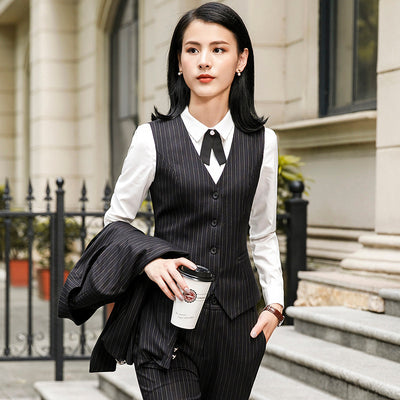 Uniforme Profesional Rayas Cuello V - Delantal de Trabajo Elegante - Image 8