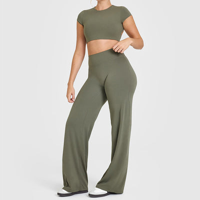 Pantalones Yoga Rectos Moldeadores Cadera Melocotón - Image 2