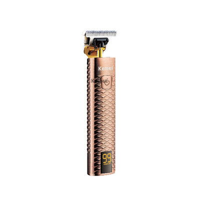 Rose gold hair clipper with diamond mesh engraving, gold blade, and digital display showing '99 POWER LEFT'. - Image 6