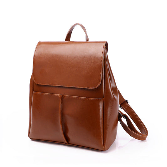Mochila de Cuero Encerado Retro para Mujer - Estilo Casual y Versátil - Image 2