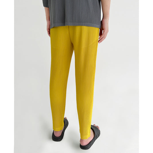Pantalones Casuales de Hombre con Cintura Elástica y Pliegues - Colores Sólidos Verano - Image 2