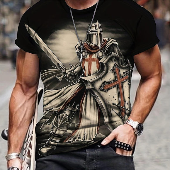 Playera Hombre Impresión 3D Verano Transpirable Manga Corta