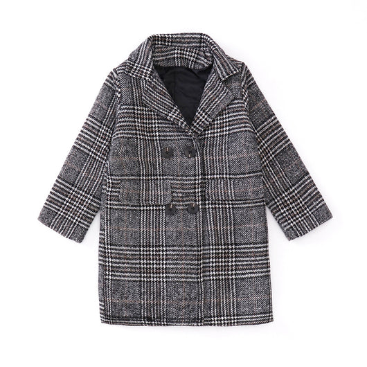 Abrigo a cuadros gris para niñas - Diseño clásico y versátil - Image 11