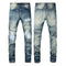 Jeans Rotos con Parches de Color Estilo Retro