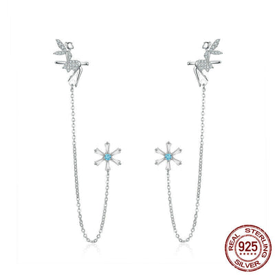 Aretes de Plata Esterlina con Diseño de Hada y Borla Delicada - Image 3