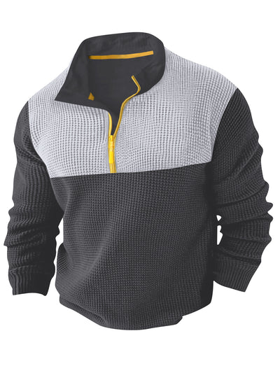 Suéter Deportivo Hombre Media Cremallera Bloques de Color Cuello Alto Manga Larga - Image 13