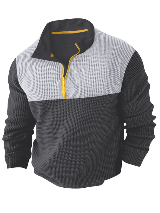 Suéter Deportivo Hombre Media Cremallera Bloques de Color Cuello Alto Manga Larga - Image 13