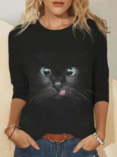 Playera Manga Larga Estampada Cuello Redondo para Mujer - Image 3