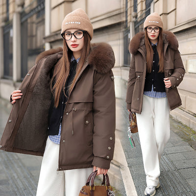 Chaqueta Acolchada Mujer con Cuello de Pelaje y Forro Polar - Image 9