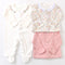 Flower Lace Three-Piece Set 0 to 3 Months