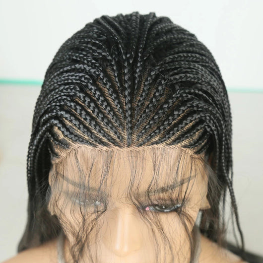 Peluca Sintética con Encaje Frontal y Trenza Desordenada - Image 10