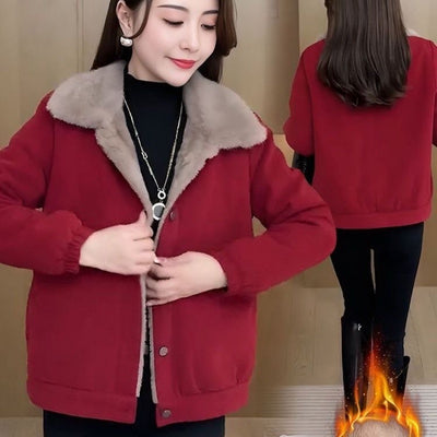 Chaqueta de Pana Suelta con Forro Polar Cálido para Mujer - Image 3