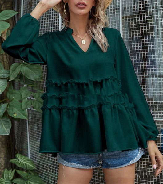 Blusa Cuello V con Volantes en Dobladillo - Image 11