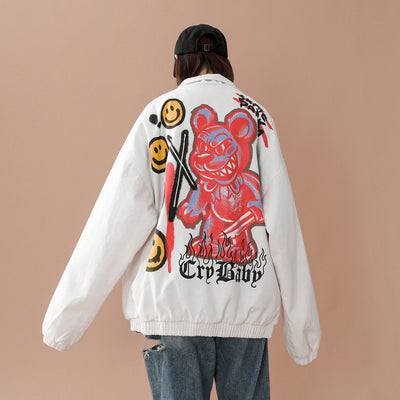 Chaqueta Casual Suelta Estilo Hong Kong con Diseño Pintado a Mano - Image 10