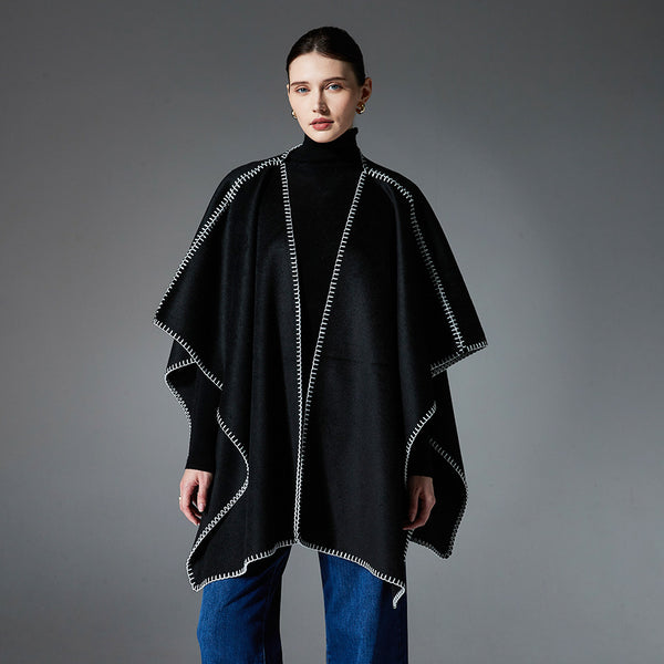 Chal Doble Faz de Lana Negra - Elegancia y Calidez